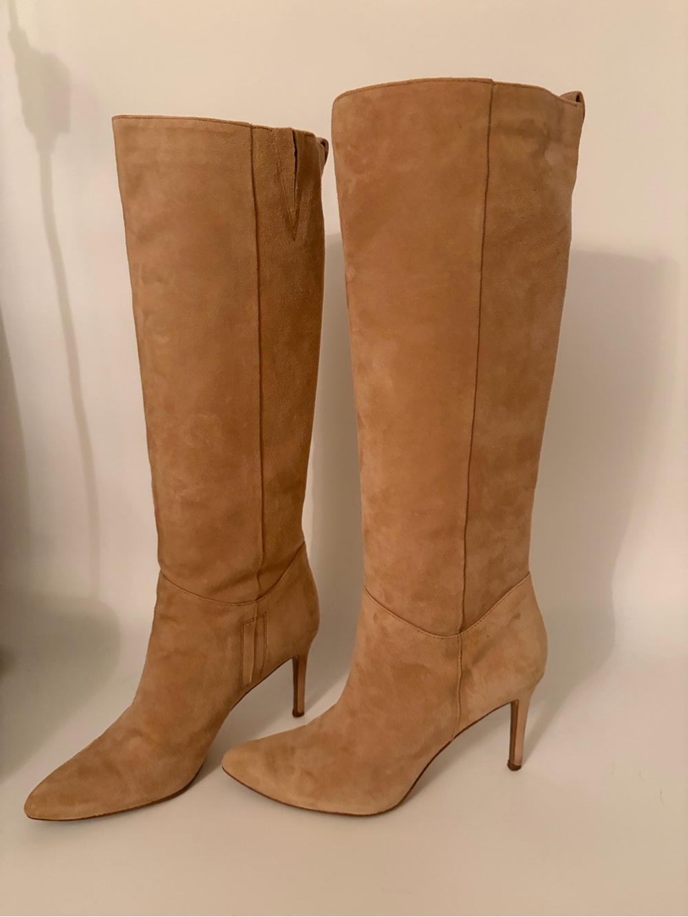 Sam Edelman Olen Camel Suede Pointed Toe Stiletto Knee High Boots Size 8
